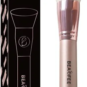 Flat Kabuki Foundation Brush by Lamora Beauty – premium synthetic bristles with black handle for flawless makeup application