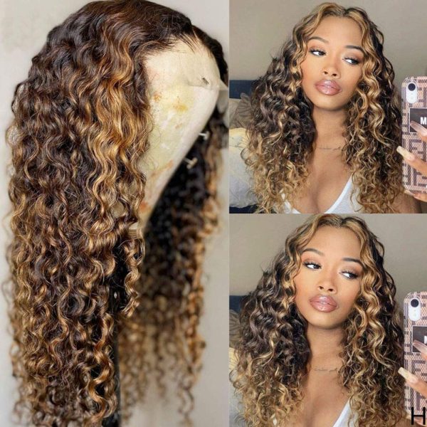 Full Shine 16 inch Lace Front Wig Real Human Hair 130% Density Highlight