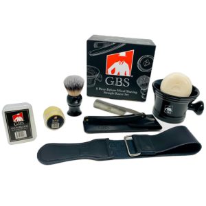GBS Mens Luxury Shave Ready Wood Straight Razor Shaving Set