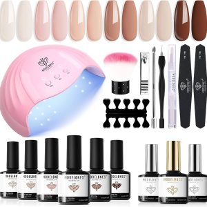 Gel Nail Polish Kit with UV light - Soak Off Gel Base Top Coat