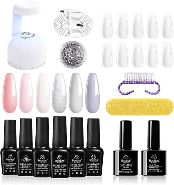 Gel Nail Polish Starter Kit - 6 Colors Gel Polish Set Base Top Coat