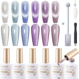 Cat Eye Gel Polish Set - 6 Colors + Magnet Wand for Mesmerizing Nails