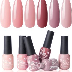 Gellen Gel Nail Polish Starter Kit With Nail Dryer Light- Selected 6 Colors Cold Tone Grays