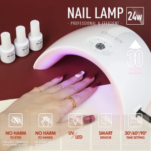 Gellen Gel Nail Starter Kit With 24W Dryer UV Light, Elegance Gray