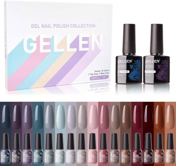 Gellen Gel Polish Kit with UV Light - Elegance 4 Colors Stylish Nail Gel Starter Kit
