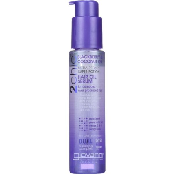 Giovanni Repairing Super Potion Hair Serum – Blackberry & Coconut Restoring Treatment for Moisturized, Frizz-Free Hair