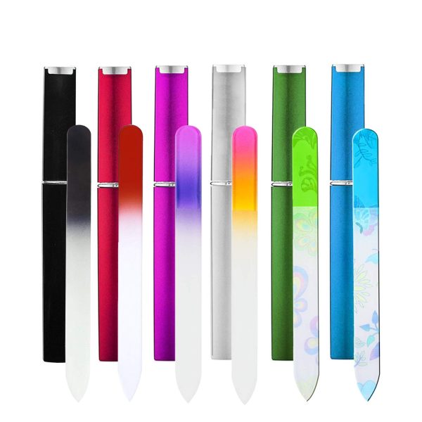 Glass Nail File in Case, Crystal Fingernail File for Professional Manicure Nail Care