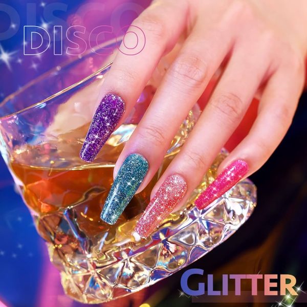 Glitter Gel Nail Polish Set 6pcs - Stunning Colors Glitter Series Nail Art Gift Box