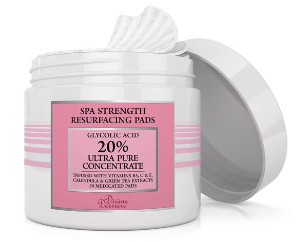 Glycolic Acid 20% Resurfacing Pads with Vitamins B5, C and E, Green Tea