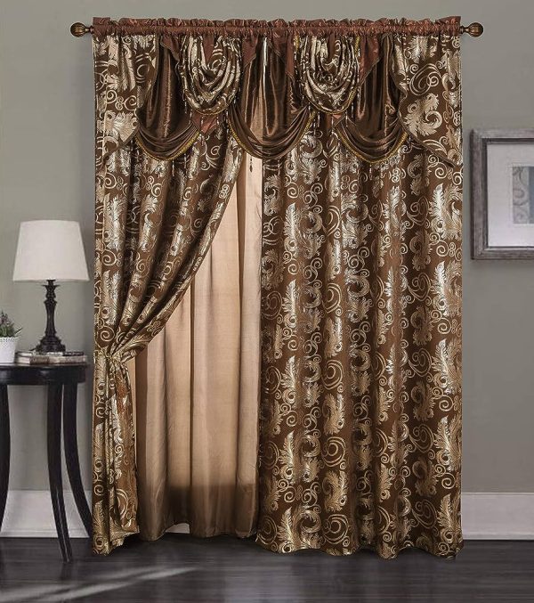 Golden Rugs Jacquard LuXury Curtain Window Panel Set
