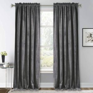 Grey Velvet Curtains for Living Room Super Soft