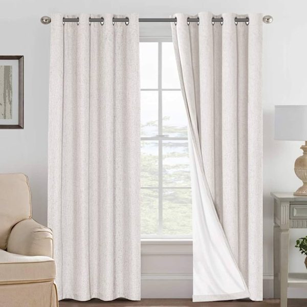H.VERSAILTEX 100% Blackout White Curtains 84 Inches Long