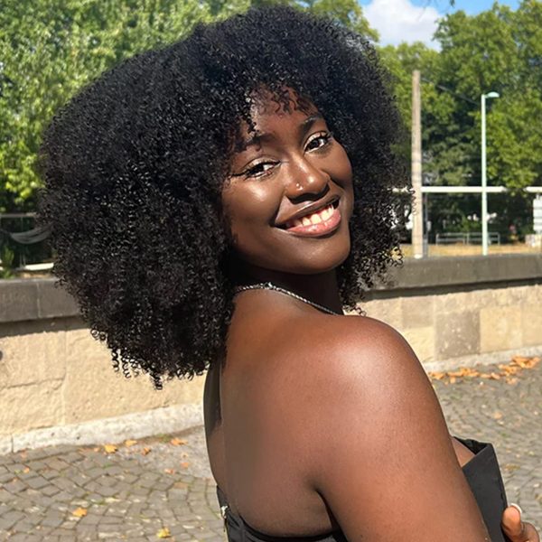 Hair Afro Kinky Curly Wig With Bangs