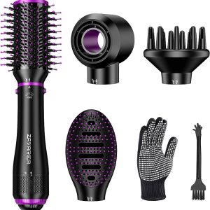 Hair Dryer Brush One Step Hot Air Brush - 4-in-1 Hair Curling Iron & Hair Straightener