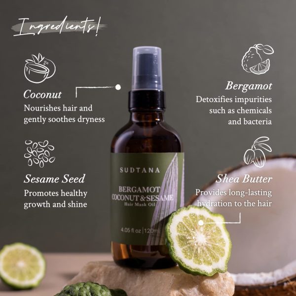 Hair Mask Oil from Organic Bergamot, Coconut & Sesame