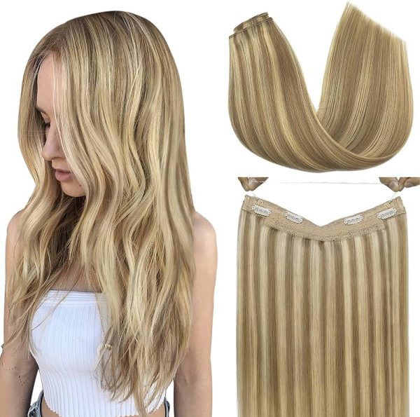 Halo Fit + Clip-in Extensions (16"-18" Inch, 120 Grams, 24 Golden Blonde)