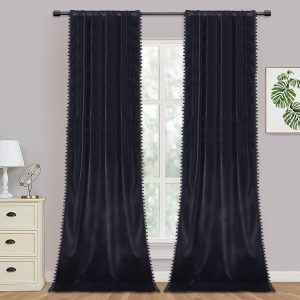 Haperlare Black Velvet Curtains 96 inches