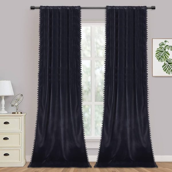 Haperlare Black Velvet Curtains 96 inches