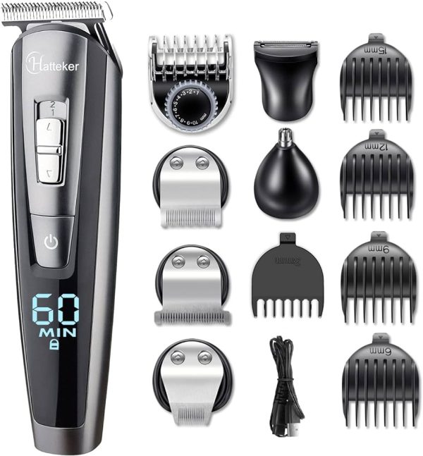 HATTEKER Hair Clipper Beard Trimmer Kit For Men Cordless Hair Mustache Trimmer