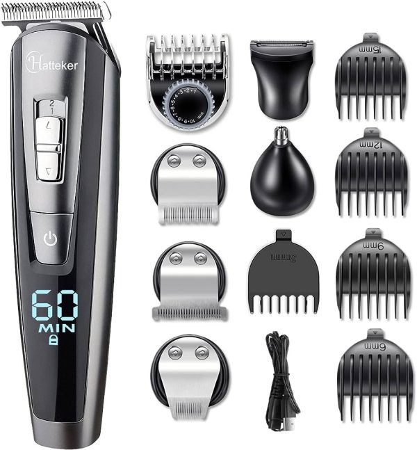 HATTEKER Mens Beard Trimmer Kit Cordless Mustache Trimmer Hair Clippers