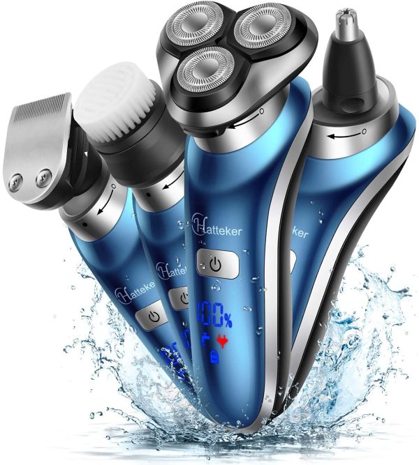 HATTEKER Mens Electric Shaver Razor Beard Trimmer Rotary Shaver
