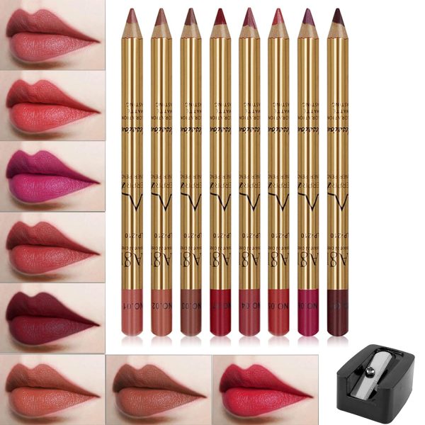 High Pigmented Lip Liner Set - Pack of 12 Creamy and Smooth 2-in-1 Matte