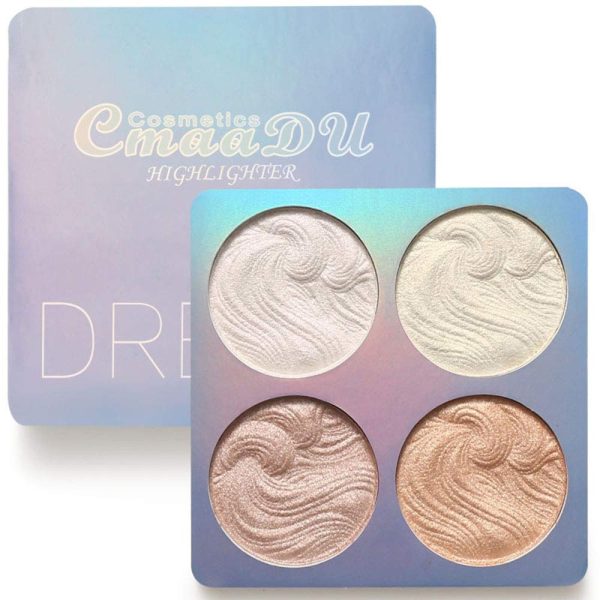 Highlighting Powder Palette,4 Colors Highlighter Makeup Palette