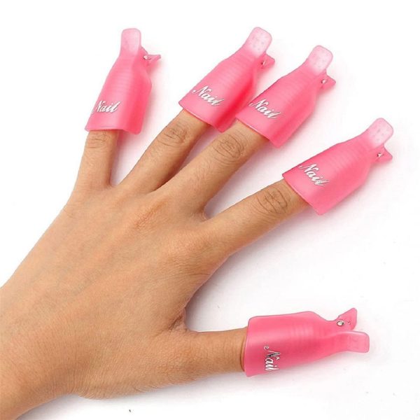 HiMo 10PC Plastic Acrylic Nail Art Soak Off Cap Clip UV Gel Polish Remover