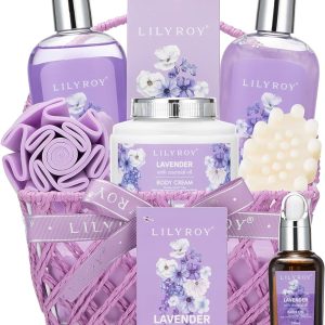 Home Spa Gift Basket, Luxurious 8 Piece Bath and Body Set