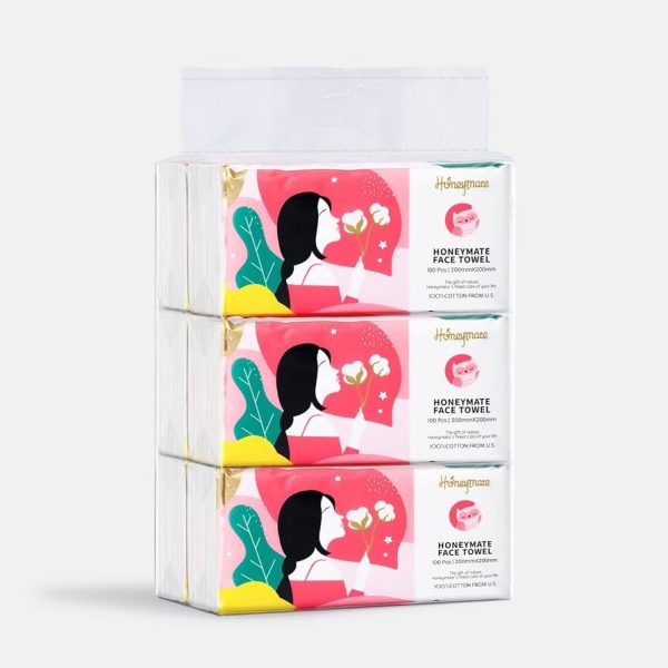 Honeymate Cotton Dry Wipes, Ultra Soft Extra Thick Disposable Face Tissues