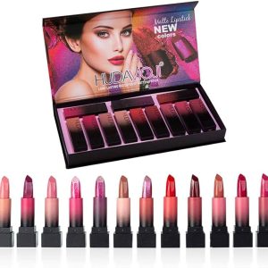 HUDA MOJI 12 PCS/Set Lipstick Multi-Color Long Lasting Non-Stick