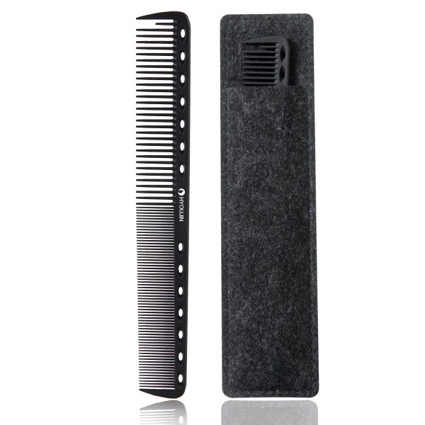 HYOUJIN Black Carbon Fine Cutting Comb,100% Anti static 230℃ Heat Resistant