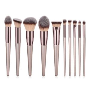 ILADIO Makeup Brush Sets - 10 PCS Wood Handle Soft Synthetic