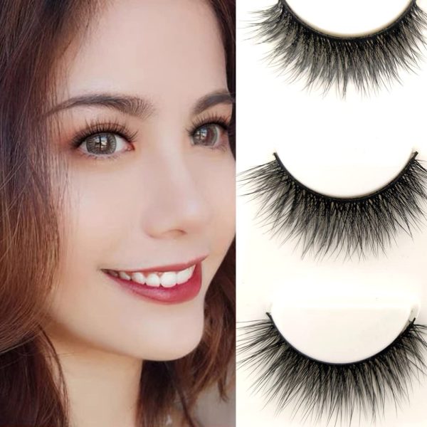 Imported Fiber Attractive 3D Mink Handmade Reusable Long Cross False Eyelashes