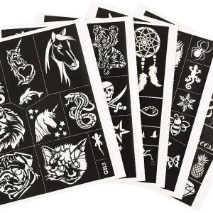 INGALA Premium Stencils Set - 146 Unique Artistic Glitter Tattoo Stencils for Kids
