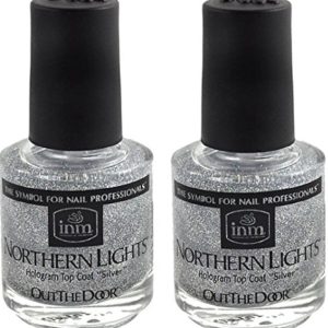 INM Northern Lights Hologram Top Coat Silver - Quick Drying & High Gloss Finish
