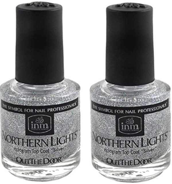 INM Northern Lights Hologram Top Coat Silver - Quick Drying & High Gloss Finish