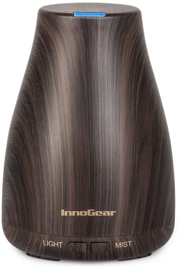InnoGear Wood Grain Essential Oil Diffuser – Ultrasonic Aromatherapy Humidifier with Timer & Auto Off (200ml, Yellow)