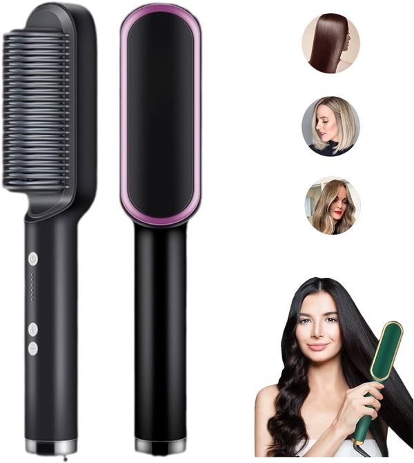 Ionic Hair Straightener Brush, Electric Hair Straightening Comb With