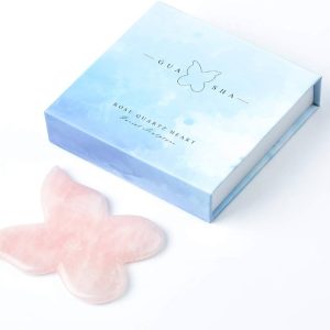 Jade Guasha with Gift Box Natural Rose Quartz Heart Scraper