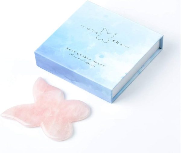 Jade Guasha with Gift Box Natural Rose Quartz Heart Scraper
