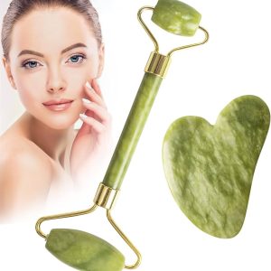 Jade Roller and Gua Sha Face Facial Roller for Face Massager Tool