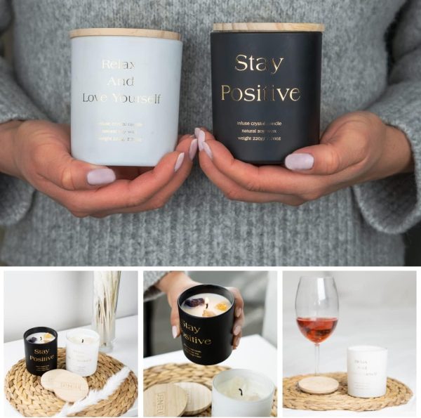 JENELI CO Luxury Candles with Crystals Inside