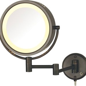 Jerdon 8.5-Inch LED Lighted Wall Mount Makeup Mirror with 8x Magnification