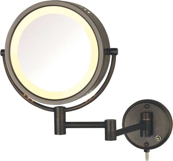 Jerdon 8.5-Inch LED Lighted Wall Mount Makeup Mirror with 8x Magnification