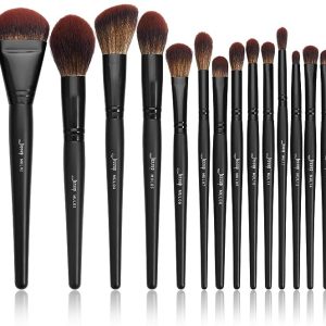 Jessup Black Makeup Brushes Premium Synthetic Powder Foundation