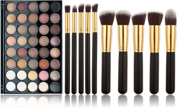 Joyeee 40 Colors Eyeshadow Pallet + 10 Makeup Brush Set