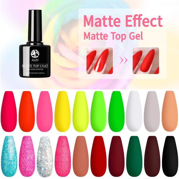 Joytii Gel Nail Polish - 23 Pcs Nail Polish Set with No Wipe Glossy/Matte Top