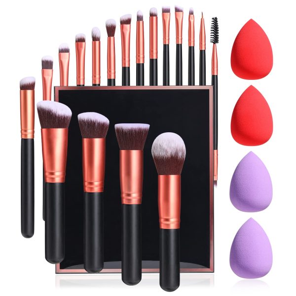 JPNK Rose Gold Makeup Brush Set, 16 Makeup Brushes &