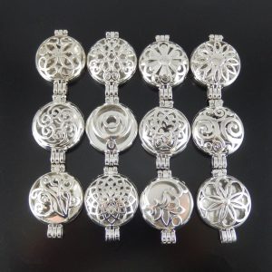 Julie Wang 24pcs Mixed Silver Locket for Aromatherapy